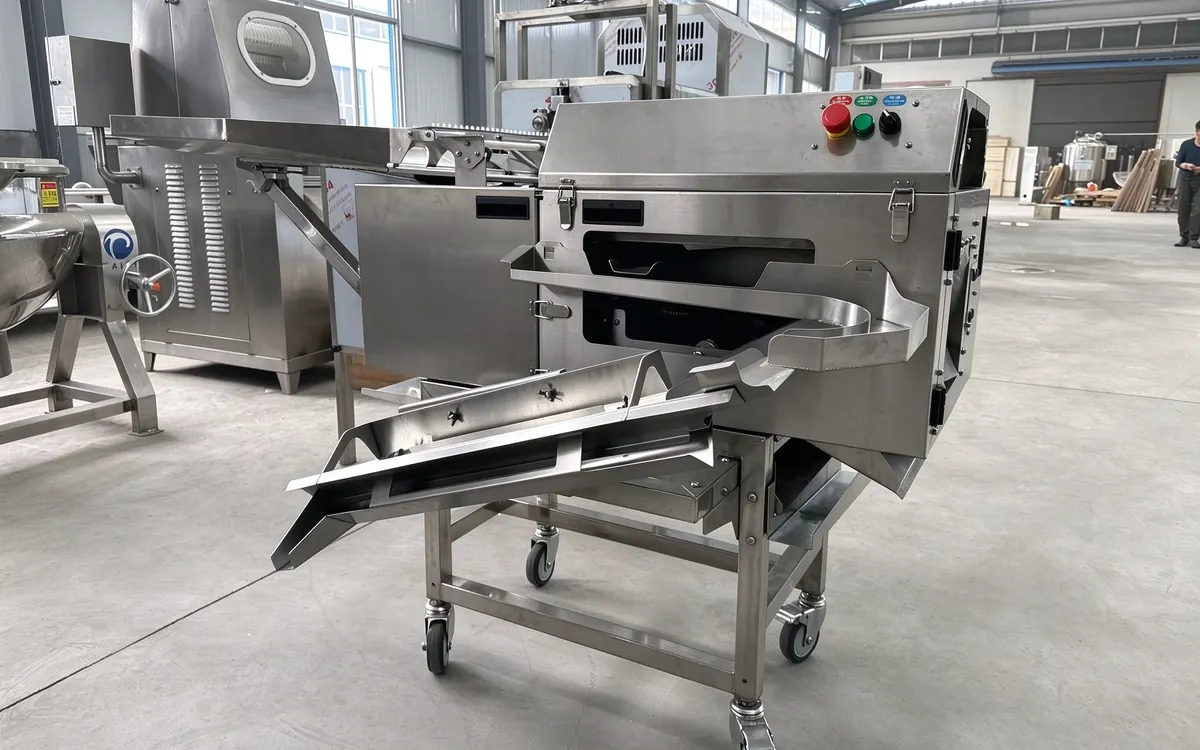 Chain-type egg breaking machine