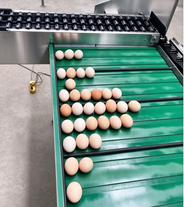 Graded eggs at the outlet lanes
