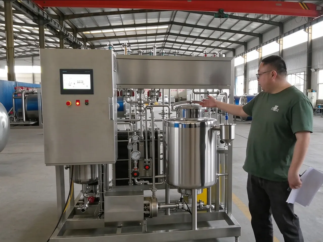 Plate UHT sterilizer during factory test run