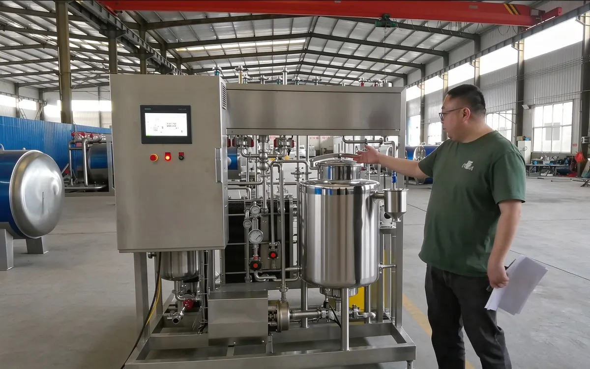 Plate UHT sterilizer during factory test run